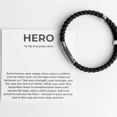 Silver Rubber Metal Clasp Bracelet Gift Set on a white background, accompanied by a message card.