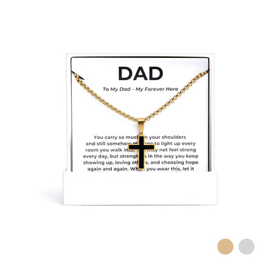 Gold Mens Cross Necklace Gift Set 