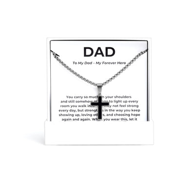 Silver Mens Cross Necklace Gift Set 