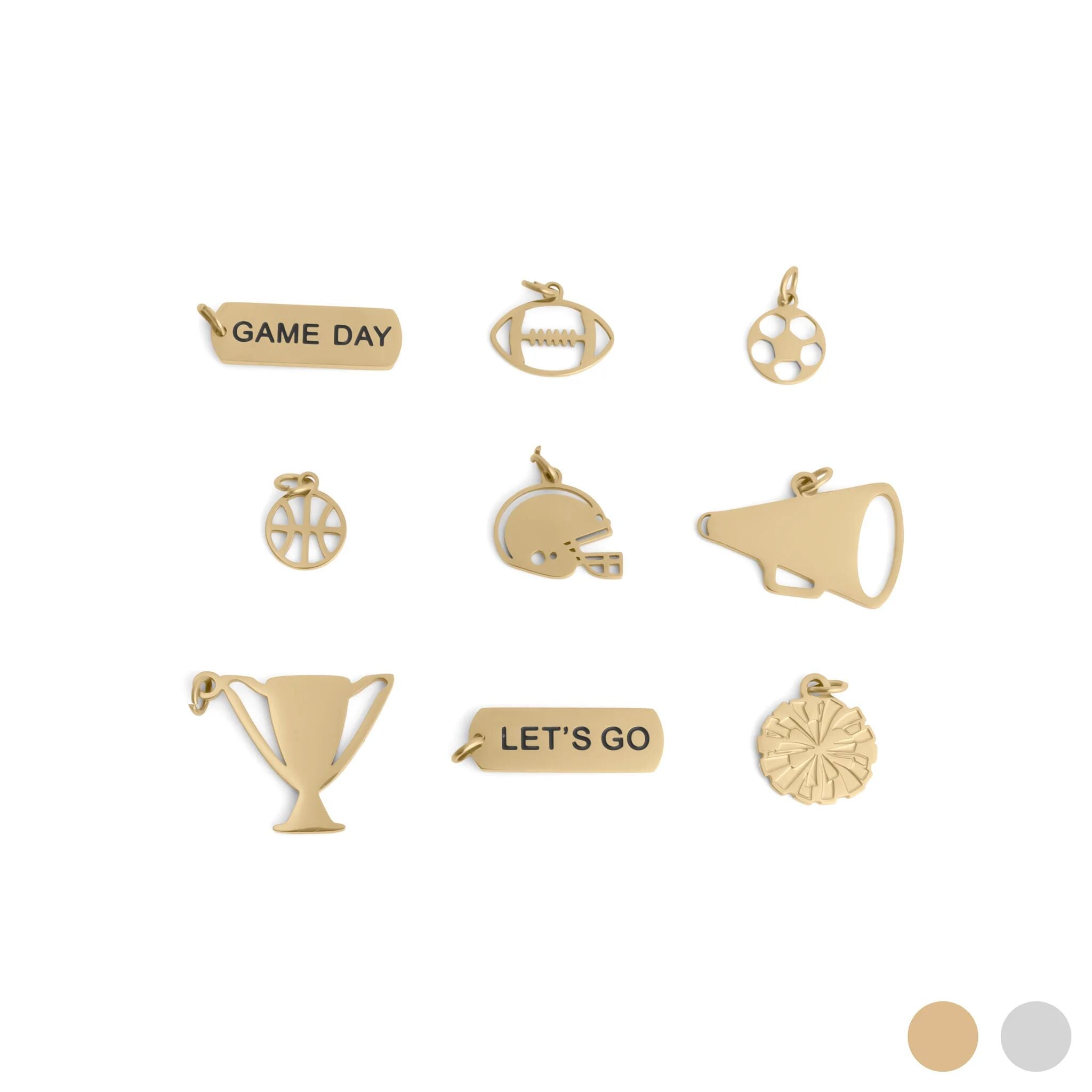18K Gold PVD Stainless Steel Game Day Charm Set / BND0103