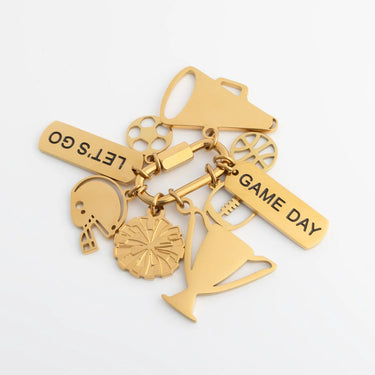 18K Gold PVD Stainless Steel Game Day Charm Set- gold studio 