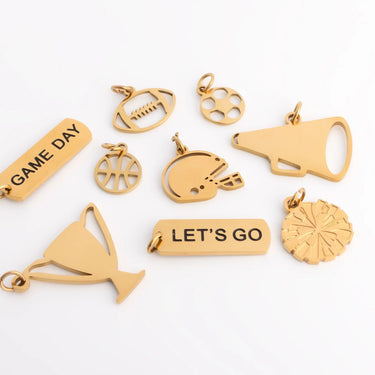 18K Gold PVD Stainless Steel Game Day Charm Set- gold studio 