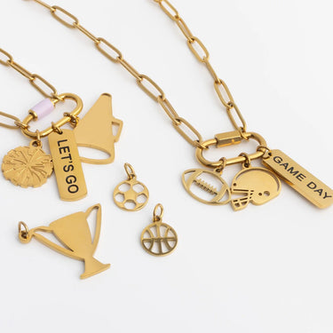 18K Gold PVD Stainless Steel Game Day Charm Set- gold studio 