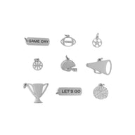 18K Gold PVD Stainless Steel Game Day Charm Set- silver main 