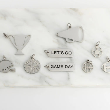 18K Gold PVD Stainless Steel Game Day Charm Set- silver studio 