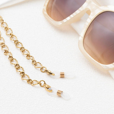 Gold Hammered Oval Sunglass Chain