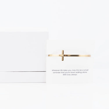 Wholesale jewelry 18K Gold PVD Stainless Steel The Journey Cross Cuff Gift Set- gold studio 