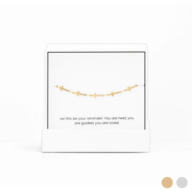 Wholesale jewelry 18K Gold PVD Stainless Steel The Guided Cross Bracelet Gift Set - gold main 