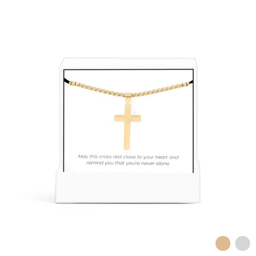 Wholesale jewelry 18K Gold PVD Stainless Steel The Never Alone Cross Pendant Necklace Gift Set- gold main 