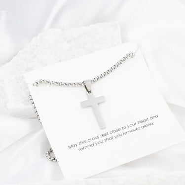 Wholesale jewelry 18K Gold PVD Stainless Steel The Never Alone Cross Pendant Necklace Gift Set- stainless studio 