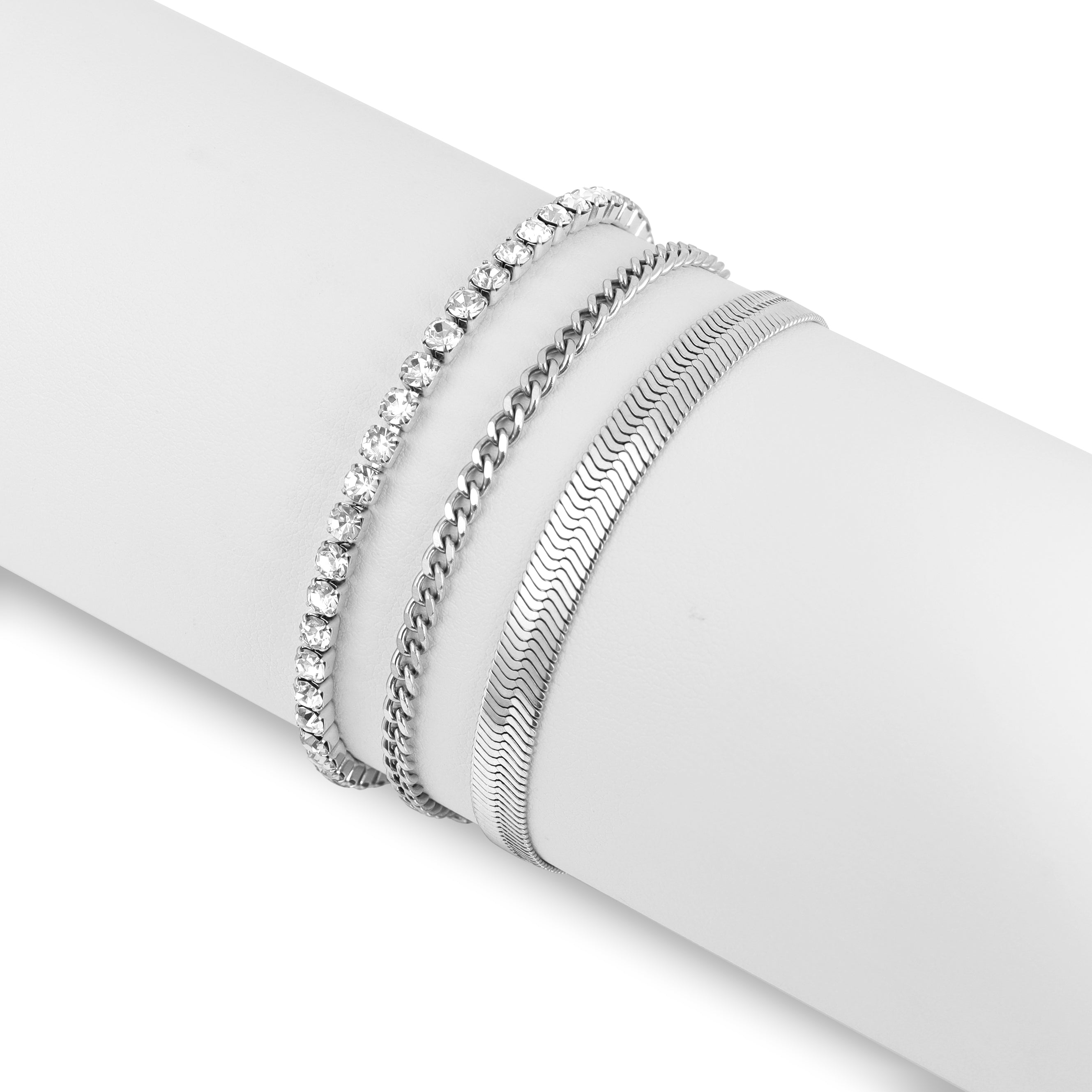25 pc Stainless Steel Women's Layered Bracelet Set / BND0022