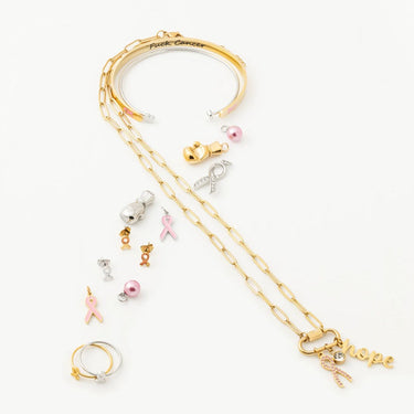 wholesale jewelry 18K Gold PVD Stainless Steel Cancer Ribbon Charm- collection shot 