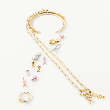 Wholesale jewelry 18K Gold PVD Stainless Steel Cancer Ribbon with Stones -collection shot 