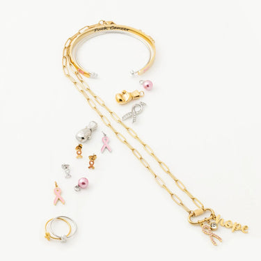 Wholesale jewelry 18K Gold PVD Stainless Steel Heart Ribbon with Stones Charm- collection shot 
