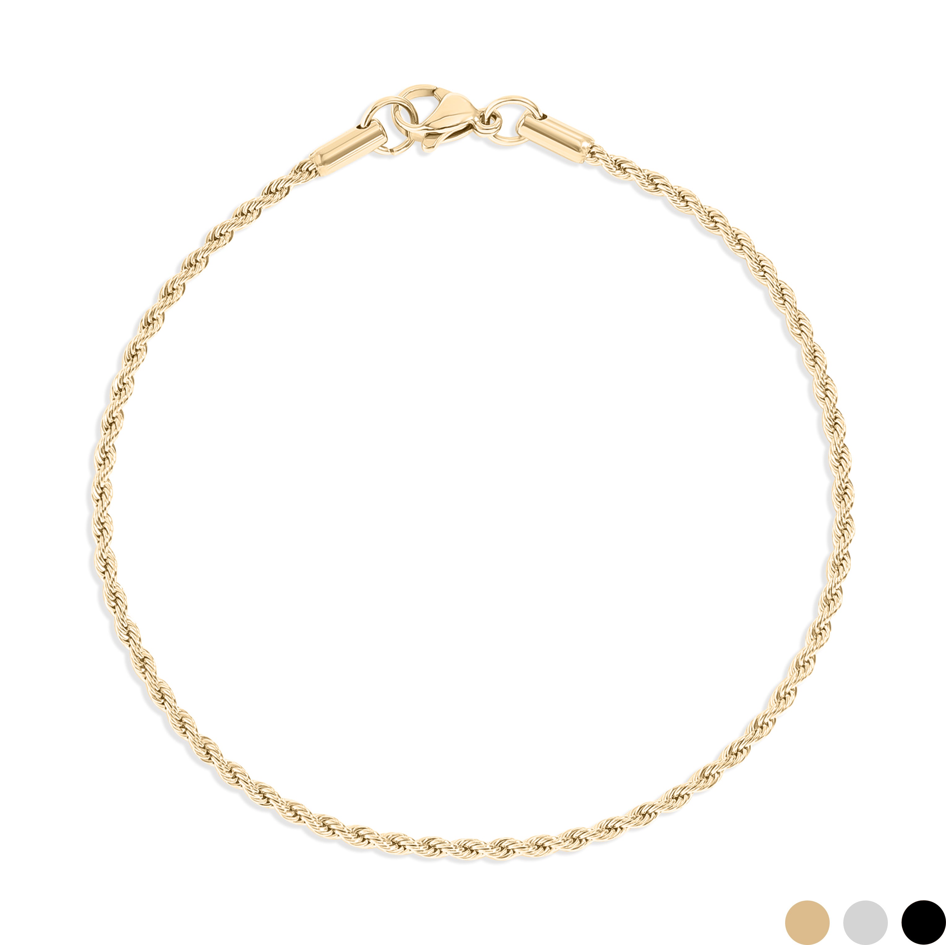 18K Gold PVD Stainless Steel Coated Rope Chain Bracelet/Anklet / BRJ1000