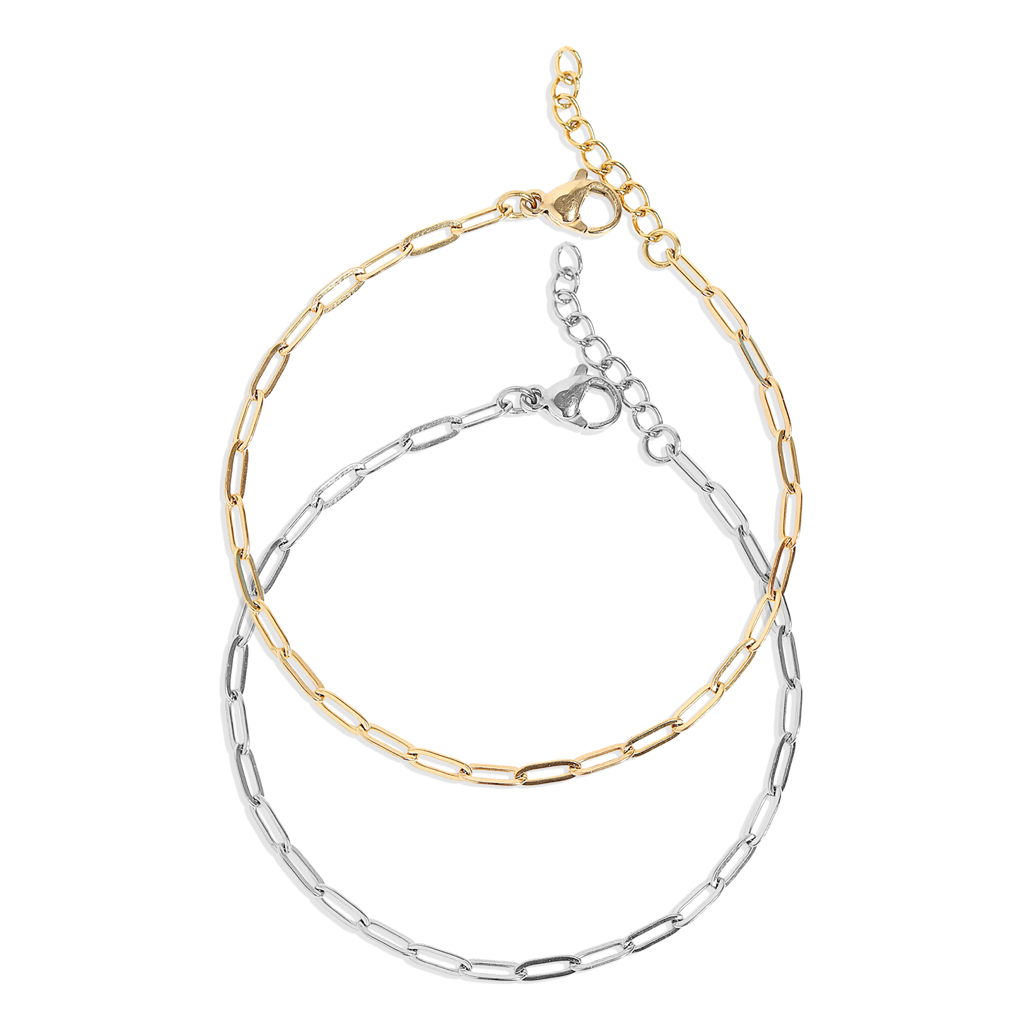 18K Gold PVD Stainless Steel Paperclip Chain Bracelet / BRJ1001