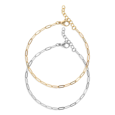 18K Gold PVD Stainless Steel Paperclip Chain Bracelet