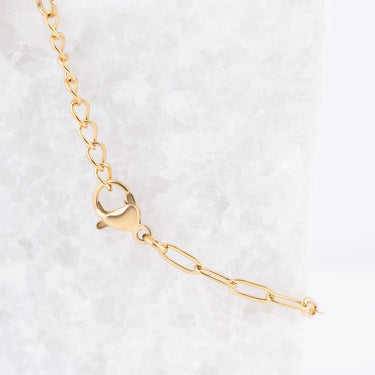 Wholesale Jewelry 14K Gold Filled Plus Paperclip Chain Bracelet- Studio clasp shot- 2.5mm