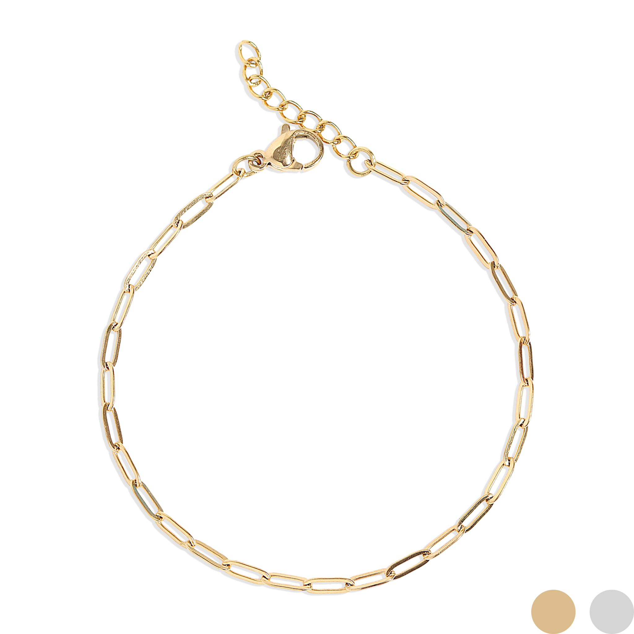 18K Gold PVD Stainless Steel Paperclip Chain Bracelet / BRJ1001