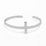 Wholesale jewelry 18K Gold PVD Stainless Steel Philippians 4:13 Cross Cuff Bracelet- gun metal main 