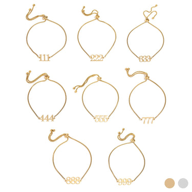 24 PC 18K Gold Stainless Steel Angel Number Bracelet Set / BND0053