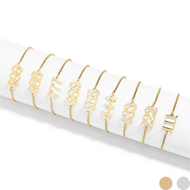 27 PC 18K Gold Edelstahl Angel Zahlenarmband Set/Bnd0053