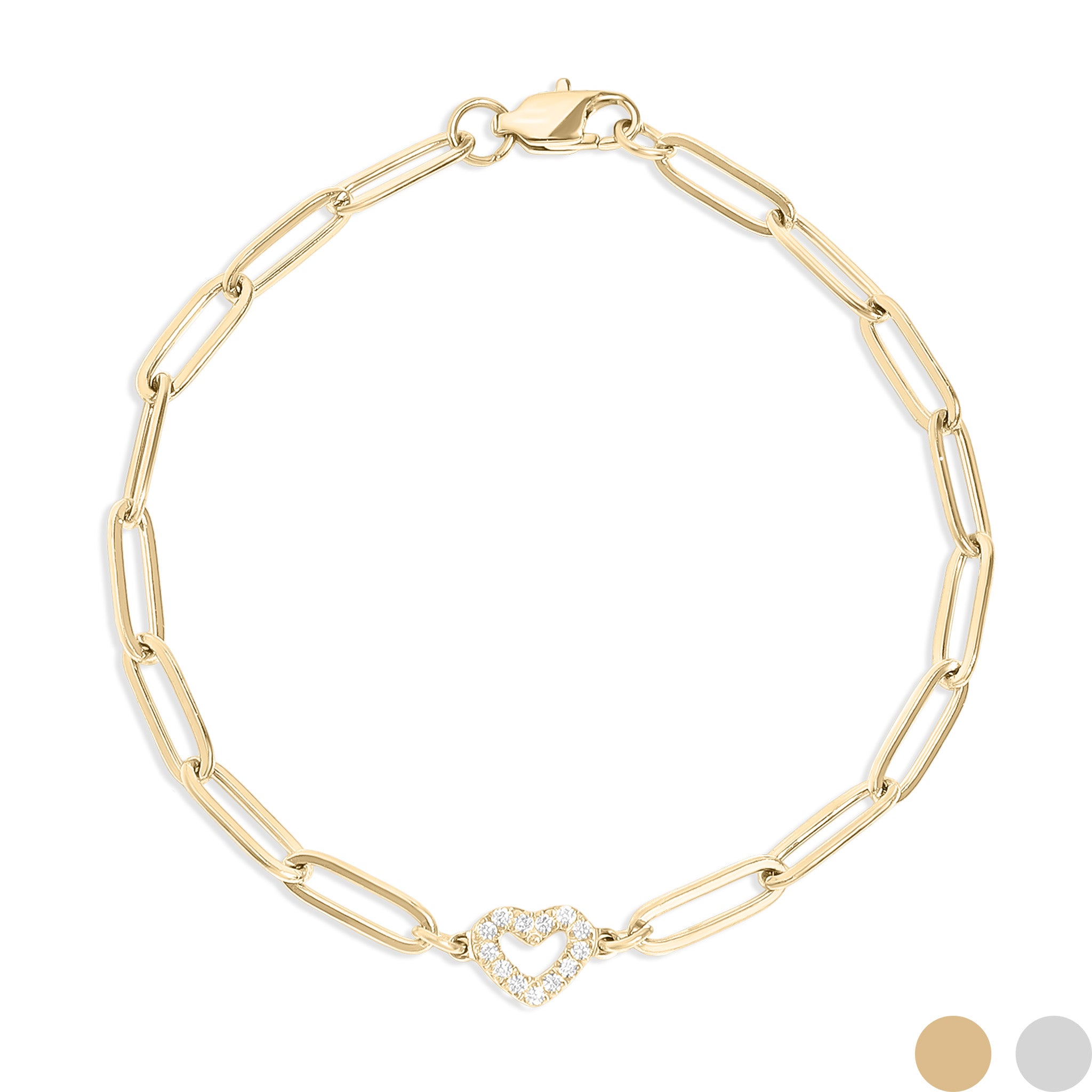 18K gull PVD rustfritt stål "hjerte" Paperclip Chain armbånd/BRJ1006
