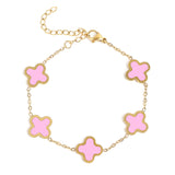 Stainless Steel Lucky Clover Charm Bracelet