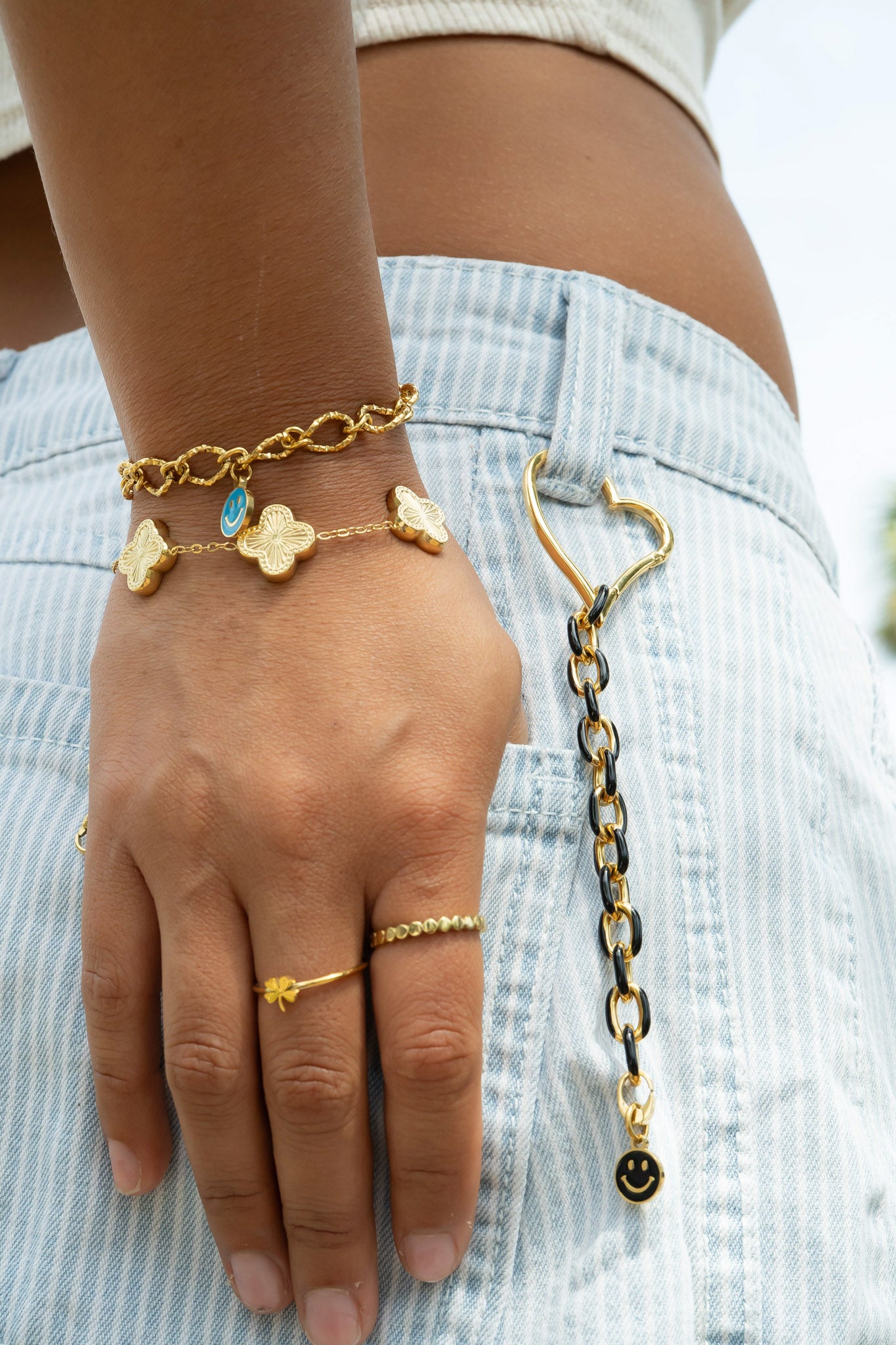 18K Gold PVD Stainless Steel Enamel Cable Chain