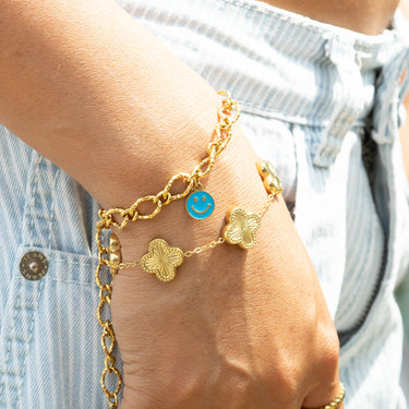 Sunburst Lucky Clover Charm Bracelet