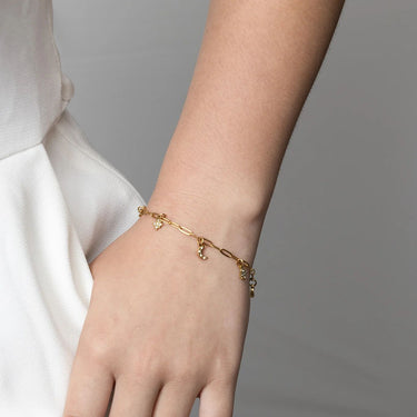 18K Gold PVD Edelstahl -Mond- und Sterncharmarmband/BRJ1009