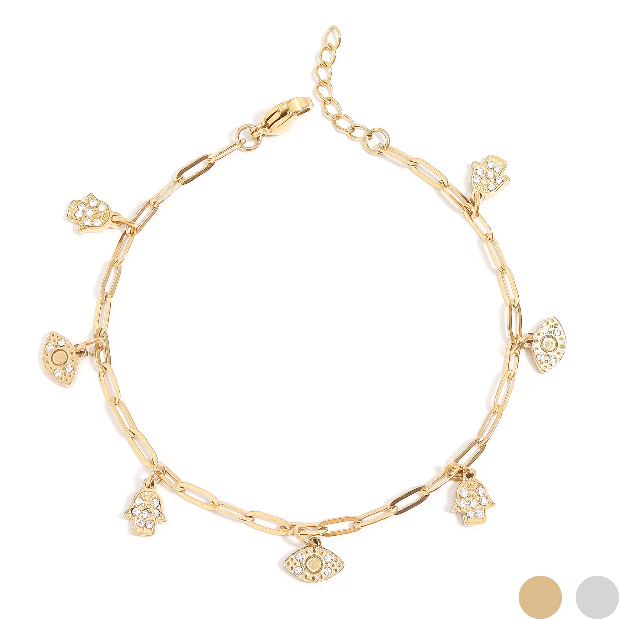 Hamsa hand and evil eye charm bracelet