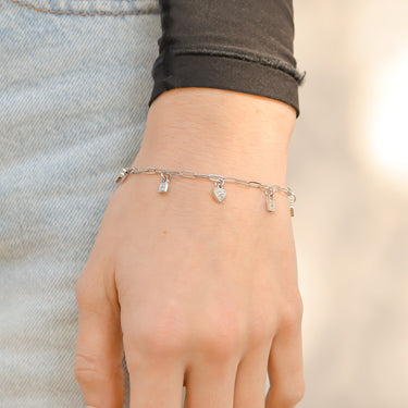 18K Gold PVD Stainless Steel Heart & Lock Charm Bracelet 