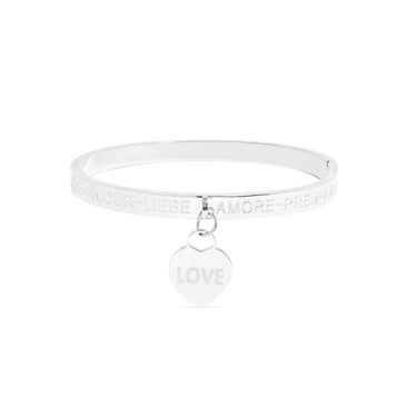 Love Languages Heart Charm Bangle