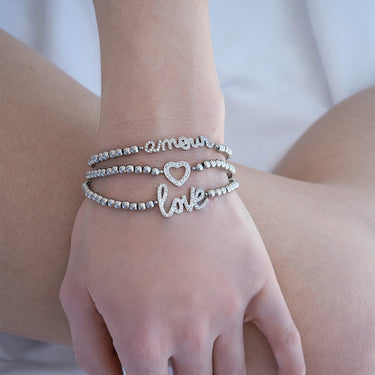 Stackable "Amour" Charm Beaded Bracelet
