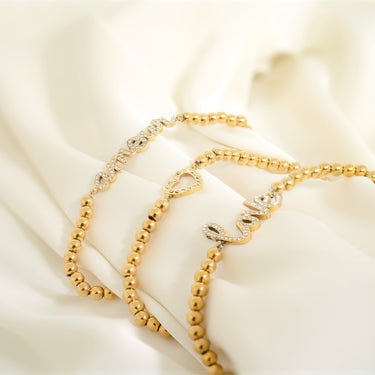 Stackable "Amour" Charm Beaded Bracelet