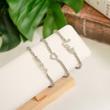 18K Gold PVD Stainless Steel Stone Love Metal Beaded Stretch Bracelet
