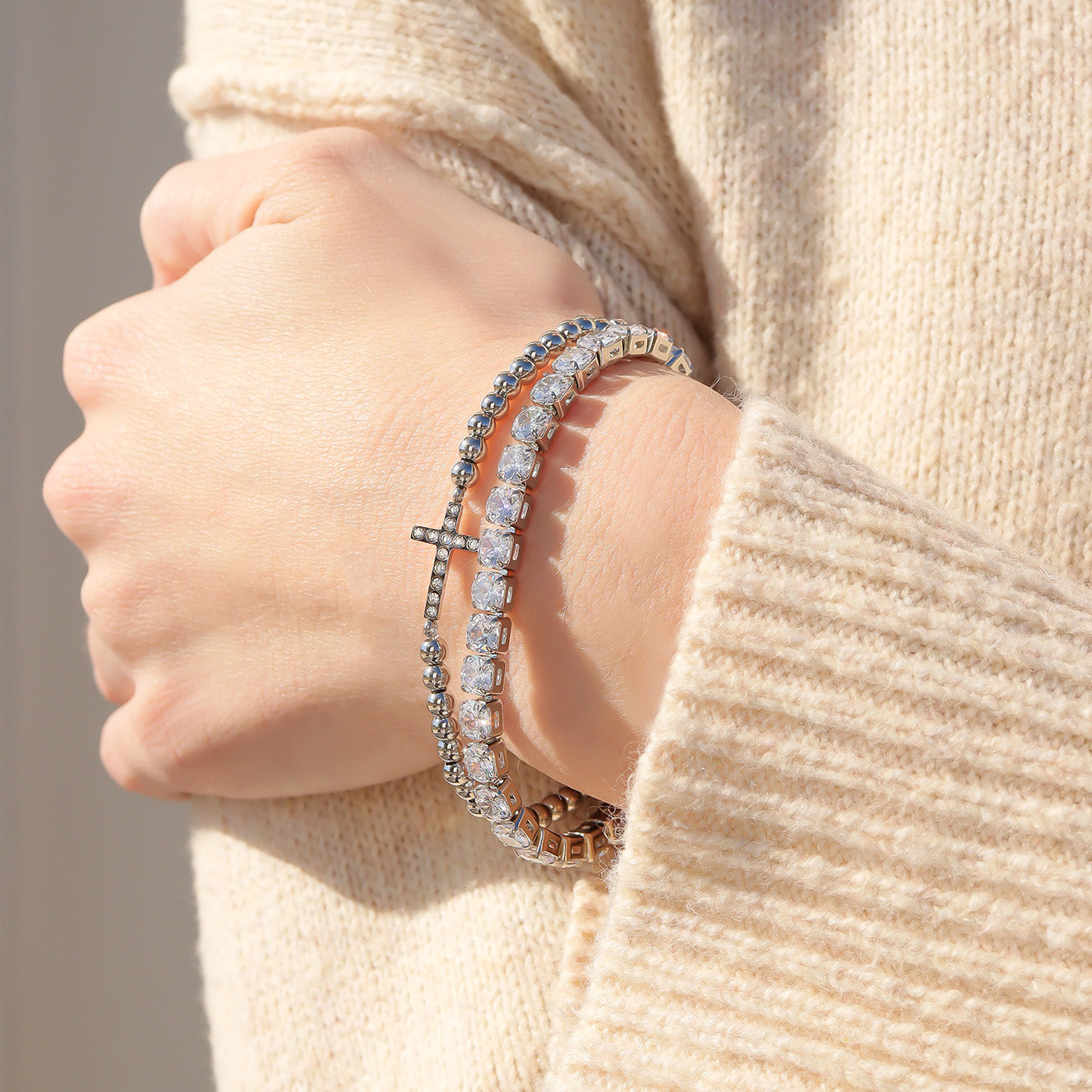 Bracelet de mode CZ Gold White Over Over Brass/FBL0001