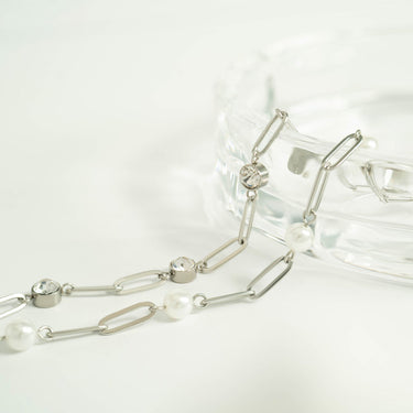Paperclip Chain and Crystal Stone Necklace