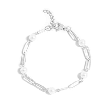 Station Pearl Paperclip Bracelet