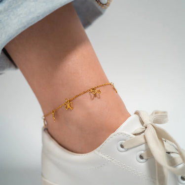 18K Gold PVD Stainless Steel Butterfly Anklet
