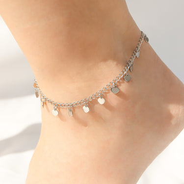 18K Gold PVD Stainless Steel  Dangle Hearts Anklet