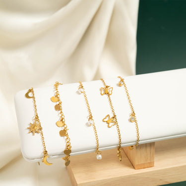18K Gold PVD Stainless Steel Butterfly Anklet