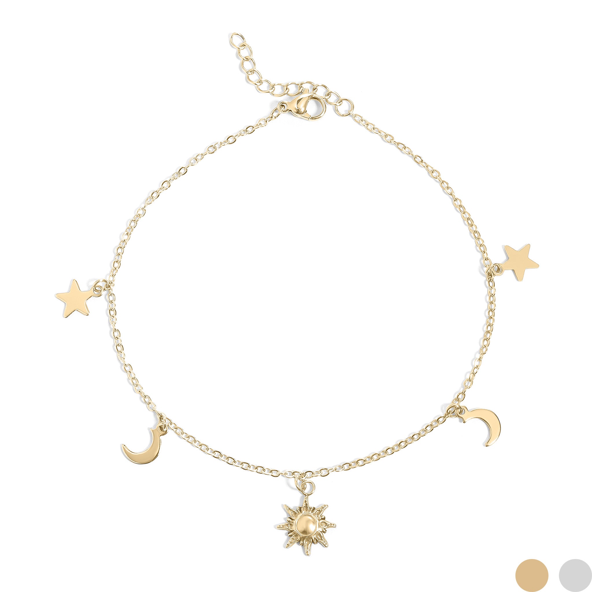 Moon and Star Charms Anklet