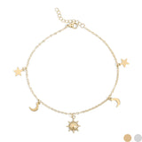 Moon and Star Charms Anklet