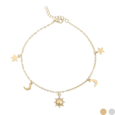 Moon and Star Charms Anklet