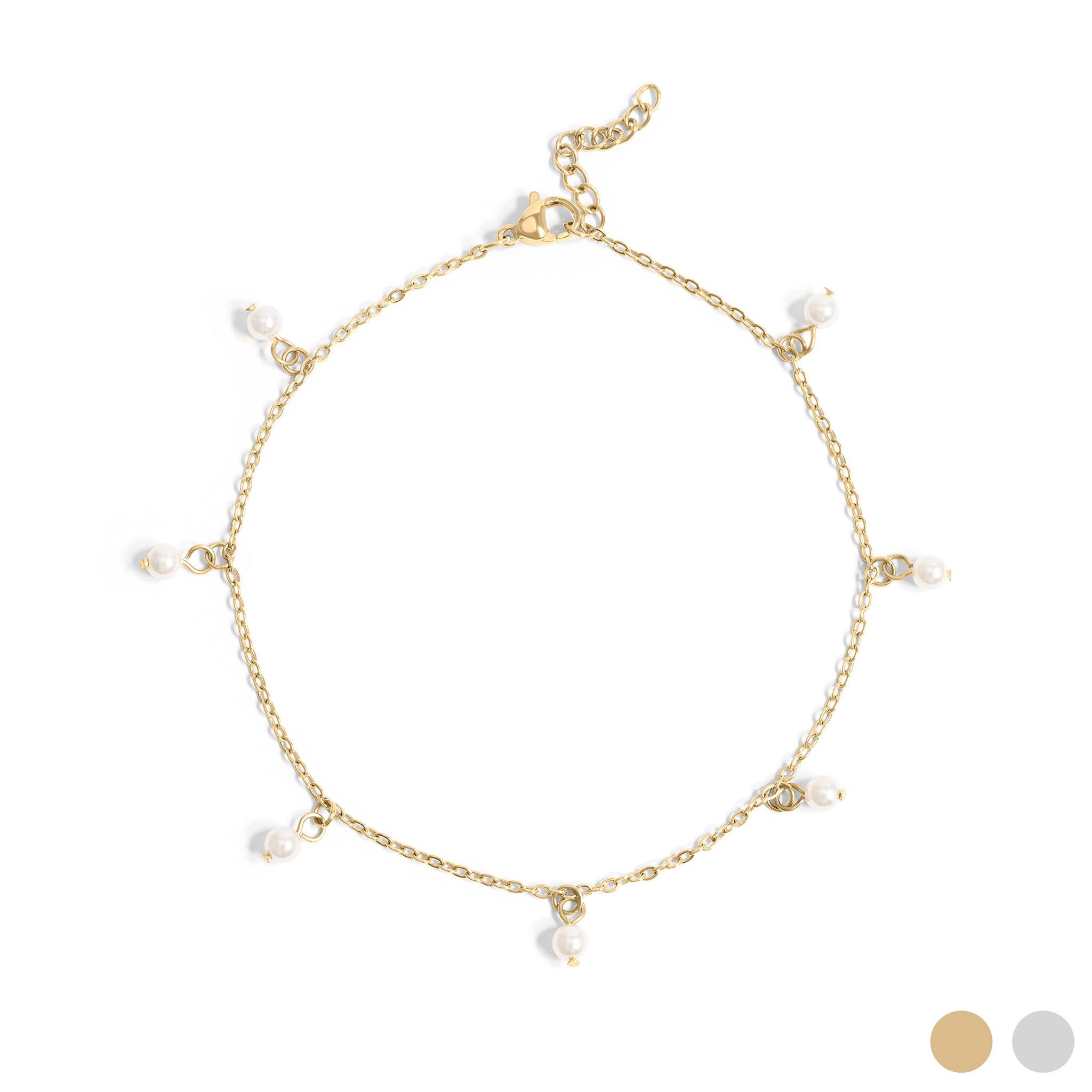 18k Gold PVD Rostfritt stål Pearl Anklet / BRJ1031
