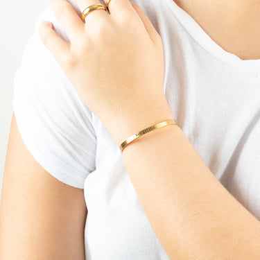 Wholesale jewelry 18K Gold PVD You Got This Engraved Bangle Bracelet- gold model