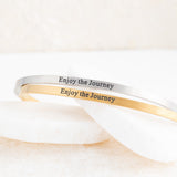 Wholesale jewelry 18K Gold PVD Enjoy the Journey Engraved Bangle Bracelet- gold and stainless studio
