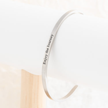 Wholesale jewelry 18K Gold PVD Enjoy the Journey Engraved Bangle Bracelet- stainless studio